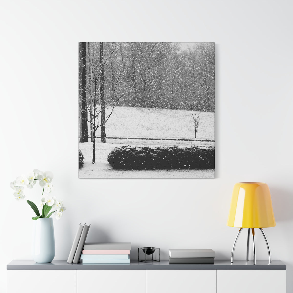 Winter Stillness — Matte Canvas Print — Black & White Winter Photography Wall Art