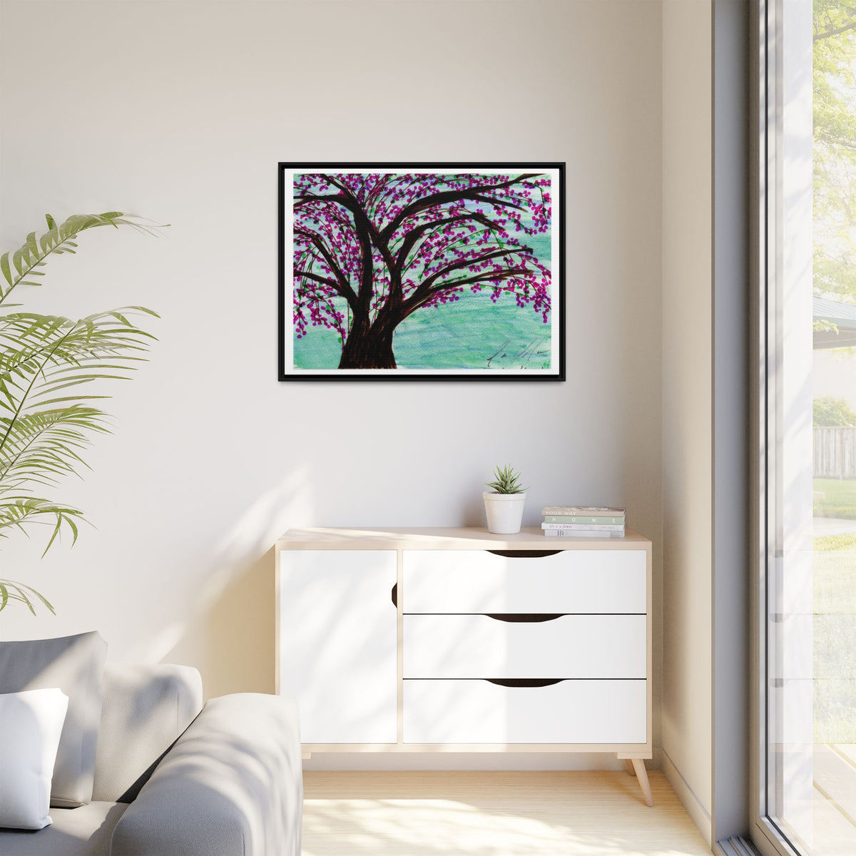 Blossom Tree — Framed Matte Canvas Print — Floral Tree Wall Art