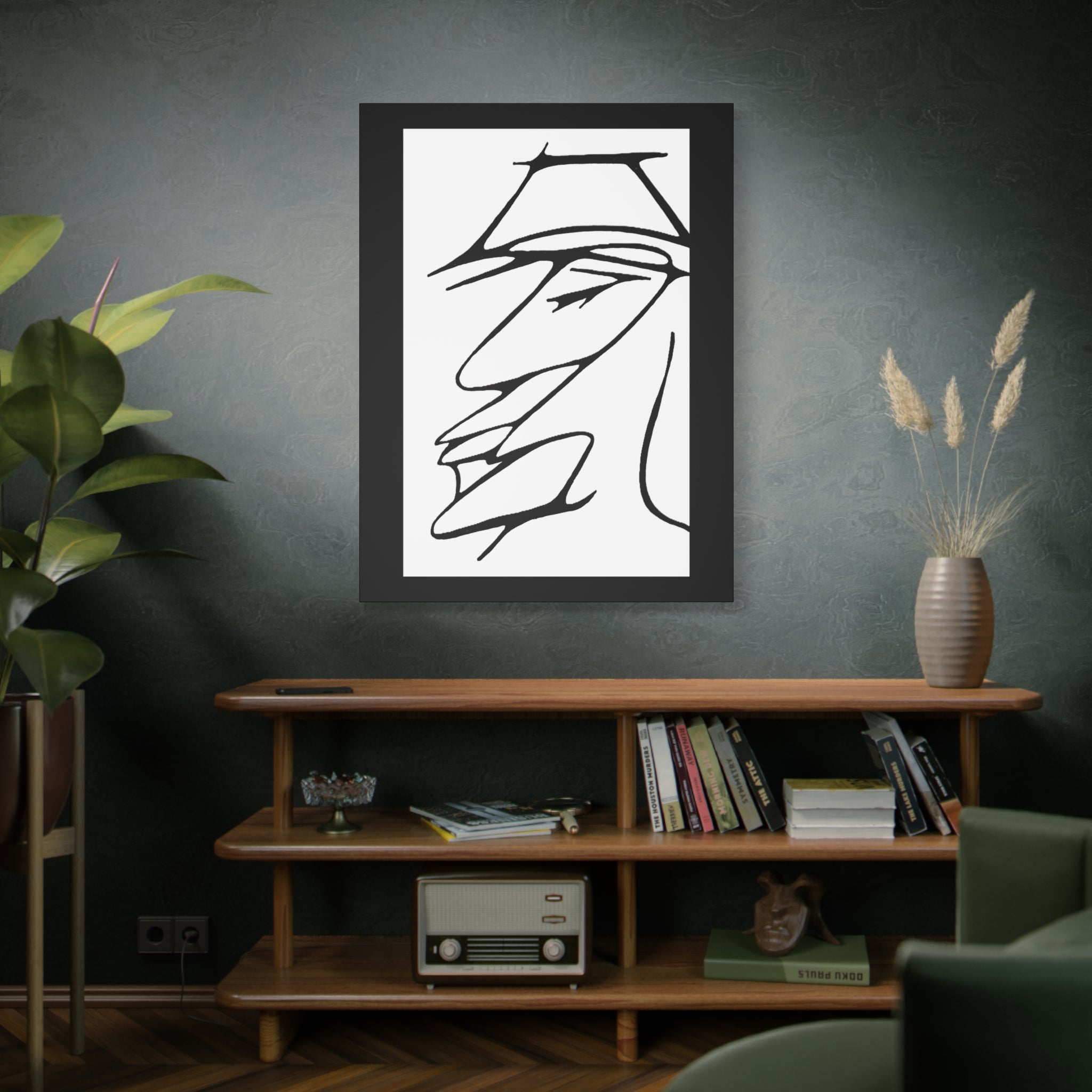 Abstract Warrior — Matte Canvas Print — Black & White Line Art Wall Art