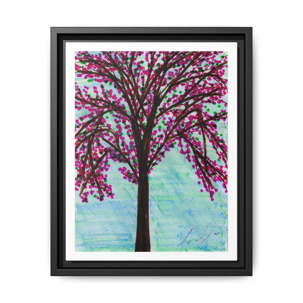 Pink Blossom — Framed Matte Canvas Print — Floral Tree Wall Art
