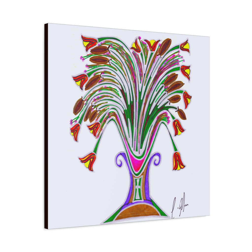 Botanical Burst Canvas Print — Colorful Floral Vase Wall Art