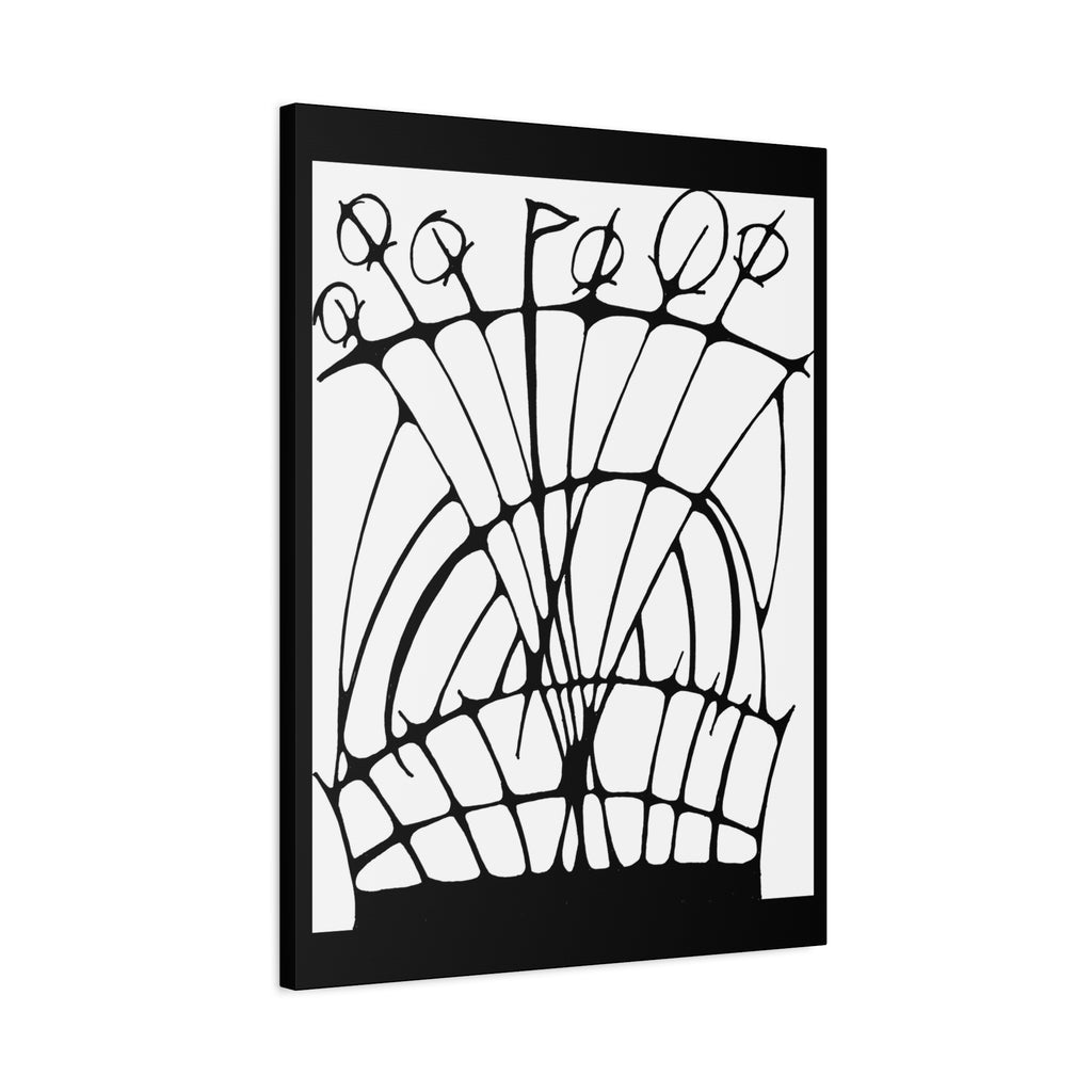 Abstract Black & White Floral Canvas Wall Art — Modern Stretched Matte Print