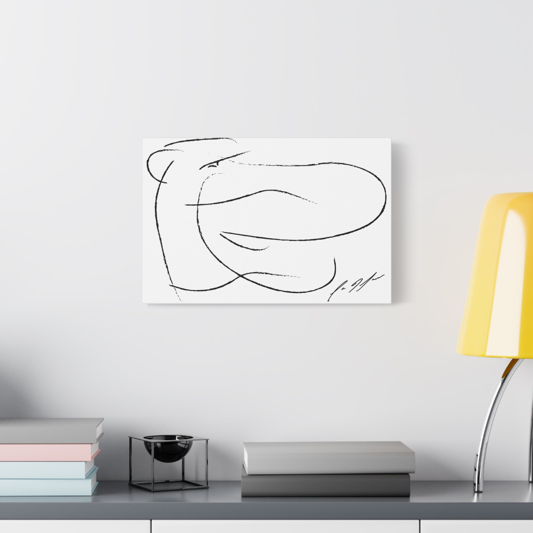 Minimalist Abstract Line Art Canvas — Black & White Stretched Matte