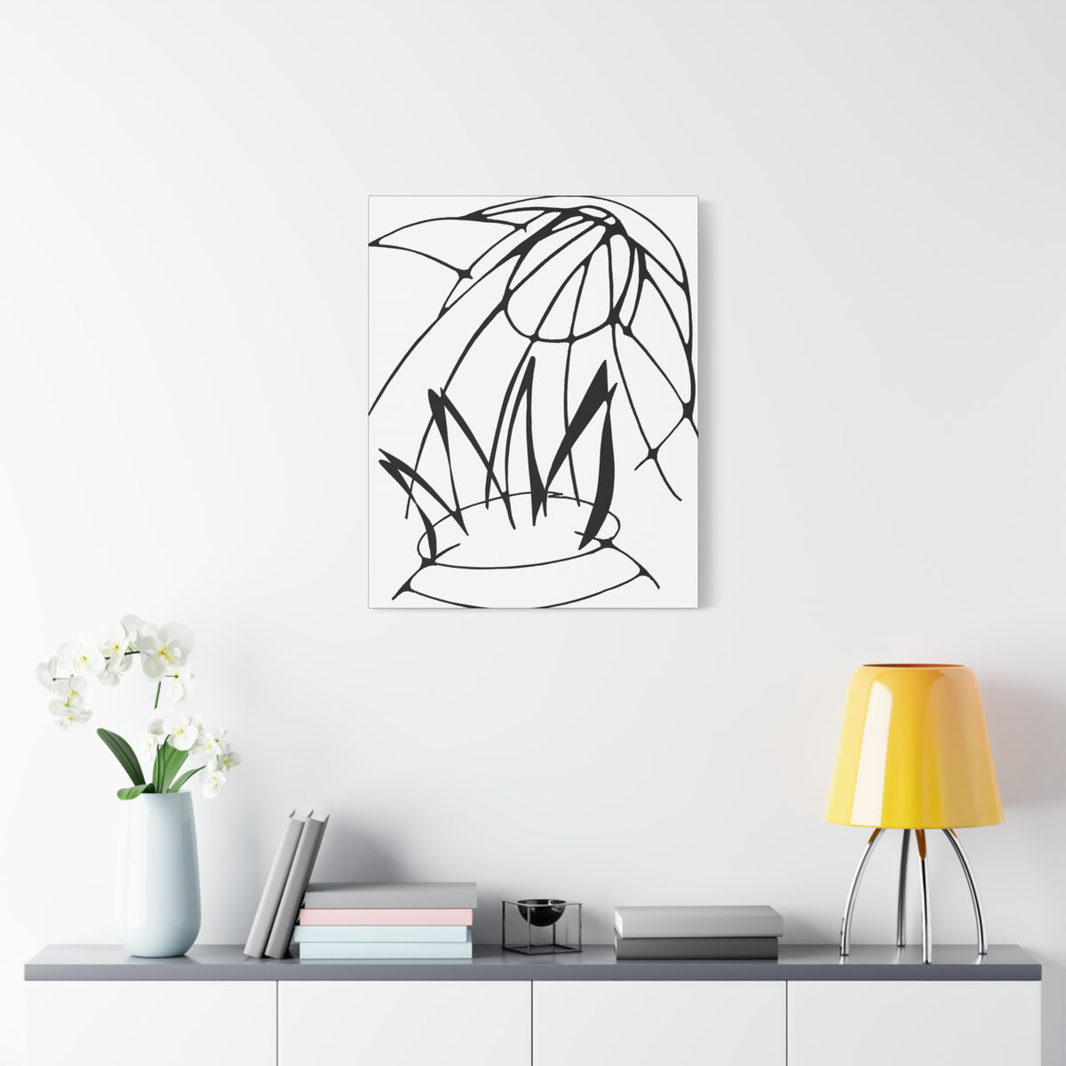Out of the Fire — Matte Canvas Print — Abstract Black & White Line Art