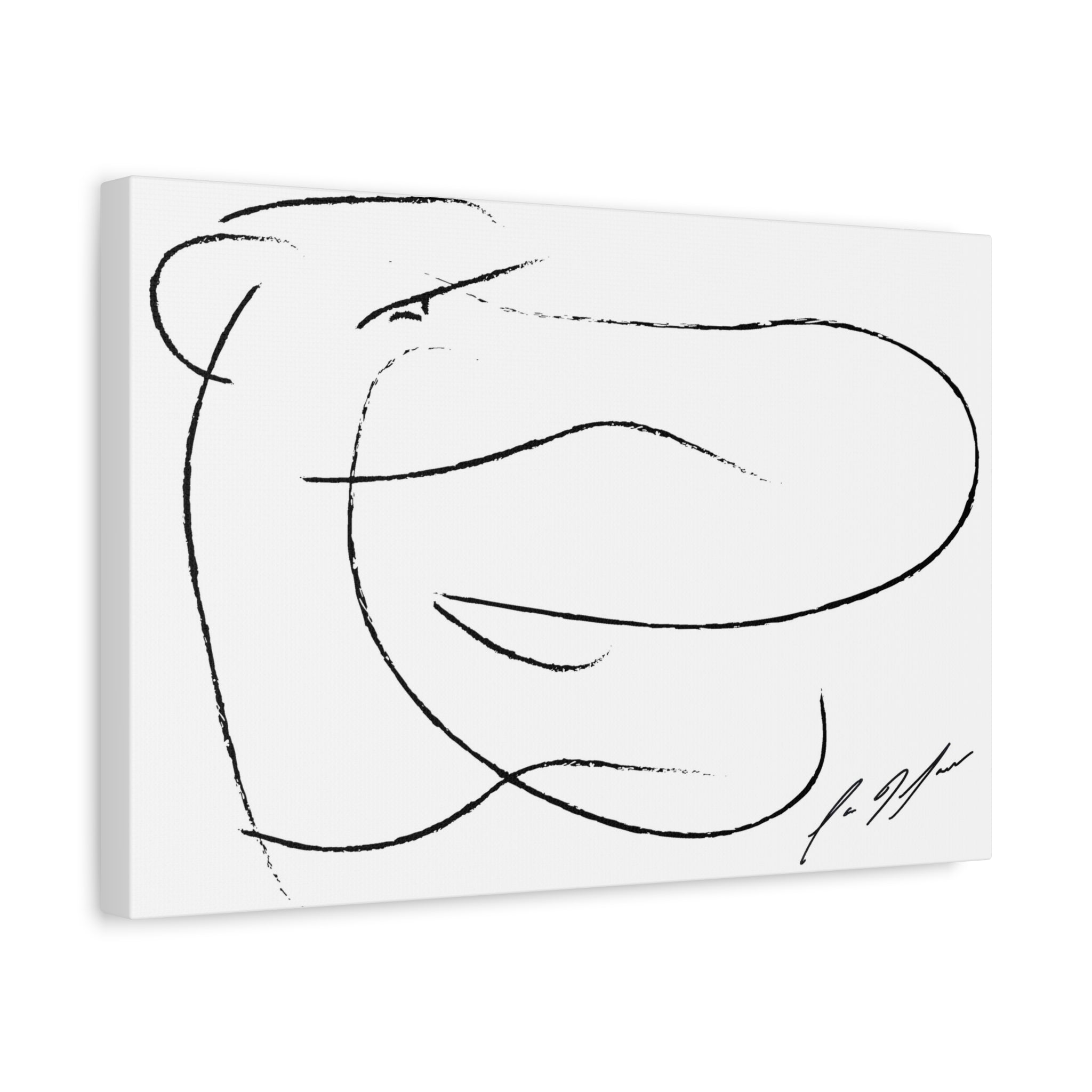 Minimalist Abstract Line Art Canvas — Black & White Stretched Matte