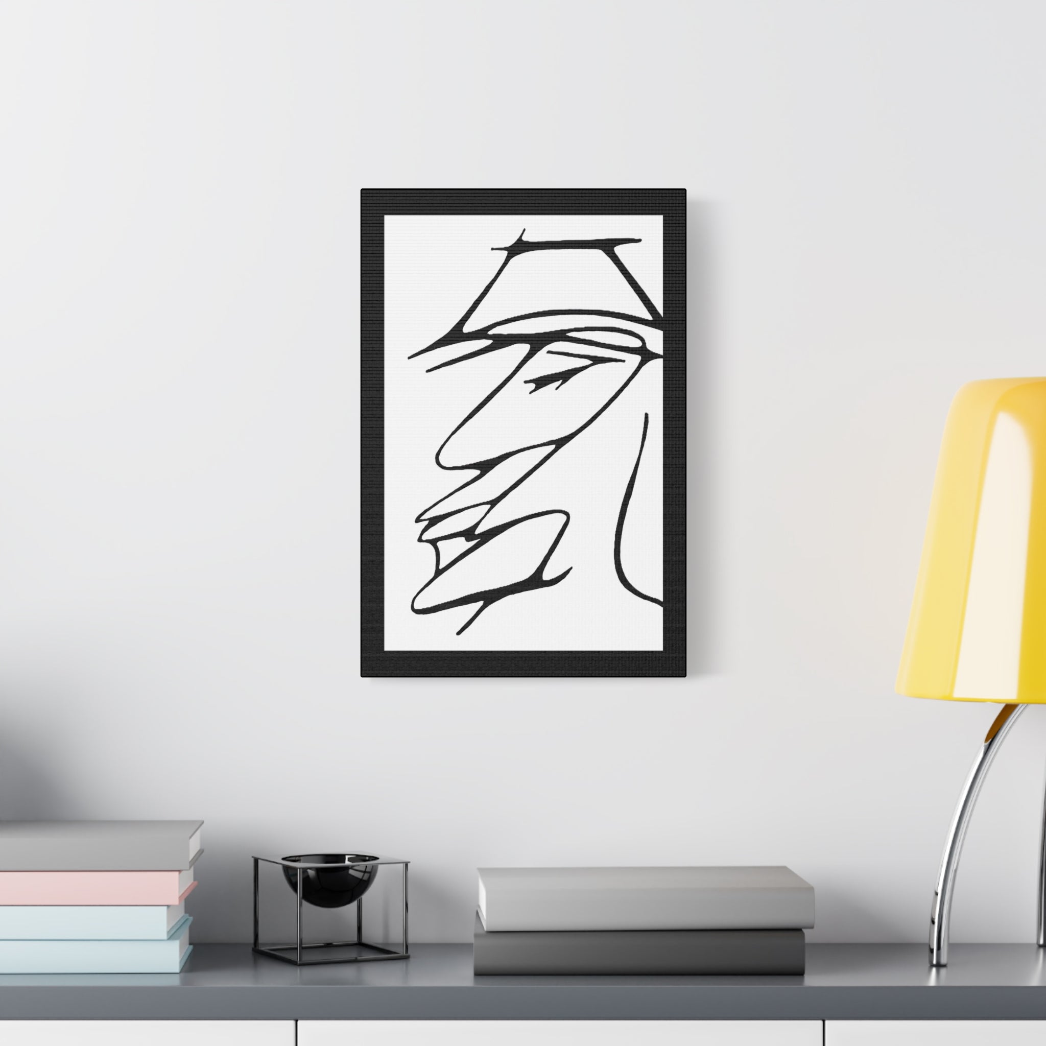 Minimalist Line Art Canvas Print — Abstract Profile Matte Stretched Wall Art