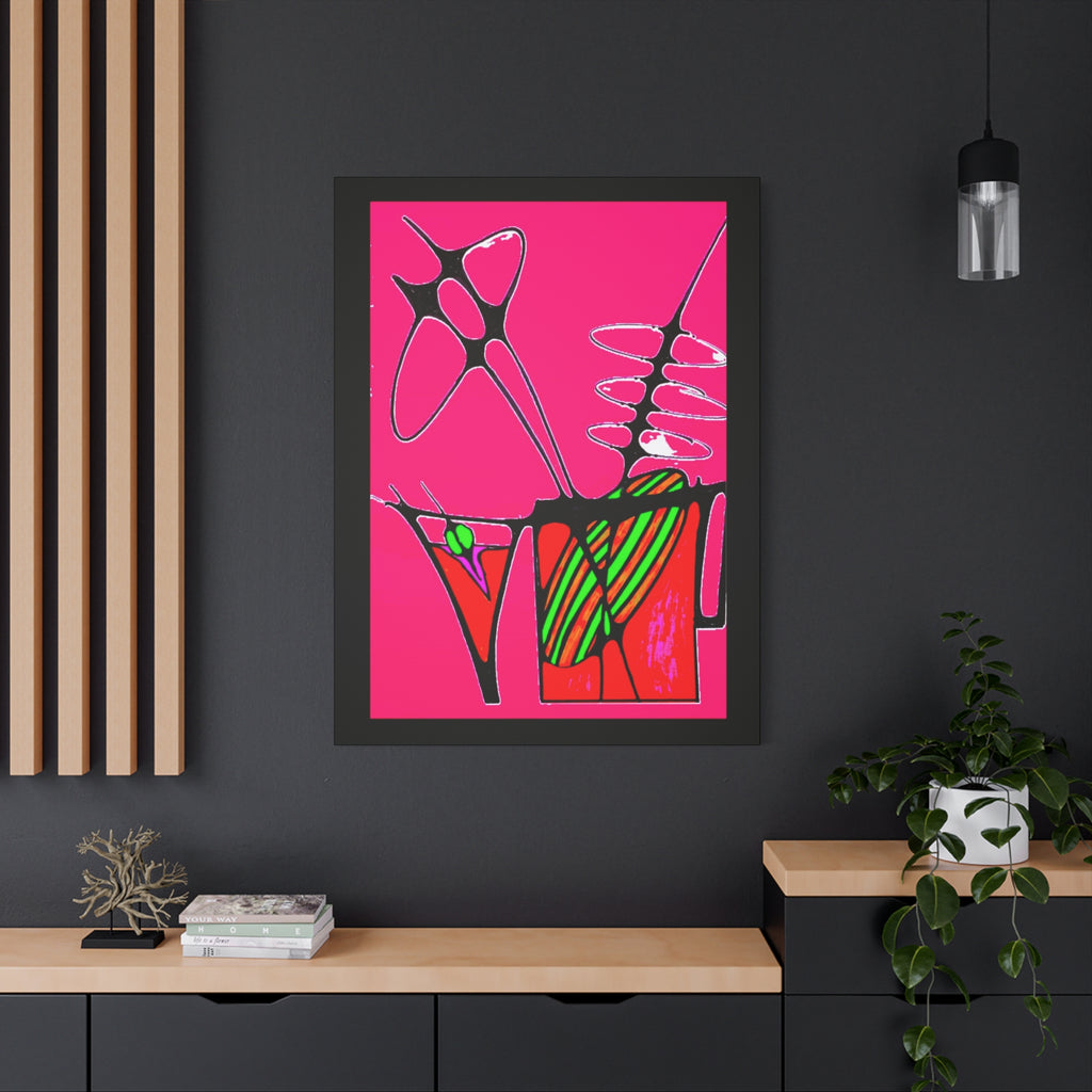 Abstract Cocktails 1 — Matte Canvas Print — Hot Pink Cocktail Wall Art