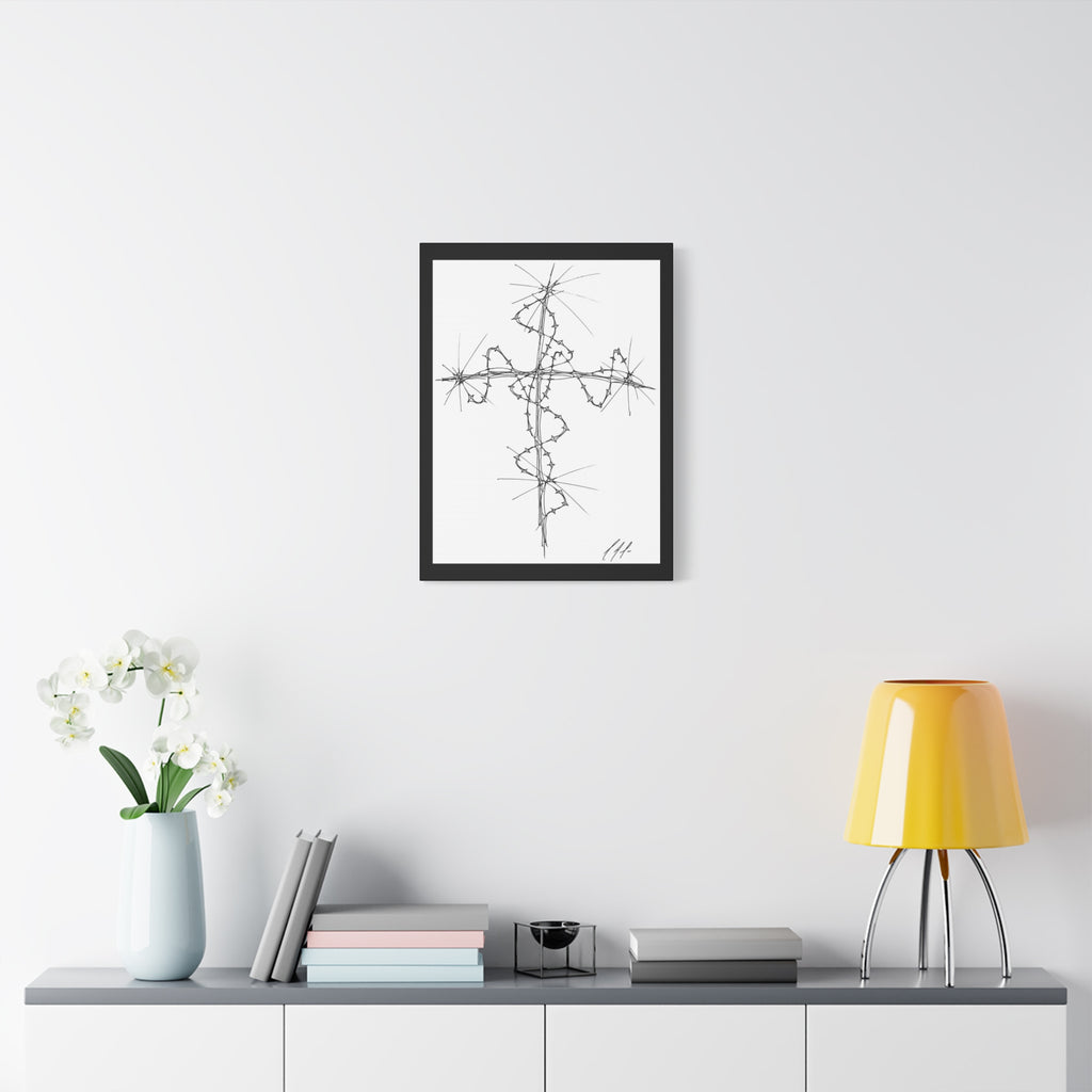 Barbed Wire Cross — Matte Canvas Print — Gothic Religious Wall Art