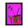 Abstract cocktails 2 framed canvas print — neon magenta pop art martini and highball glasses, bold black line art, bar wall art