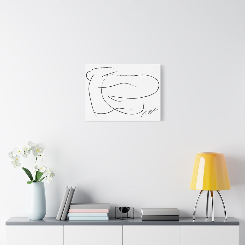 Minimalist Abstract Line Art Canvas — Black & White Stretched Matte