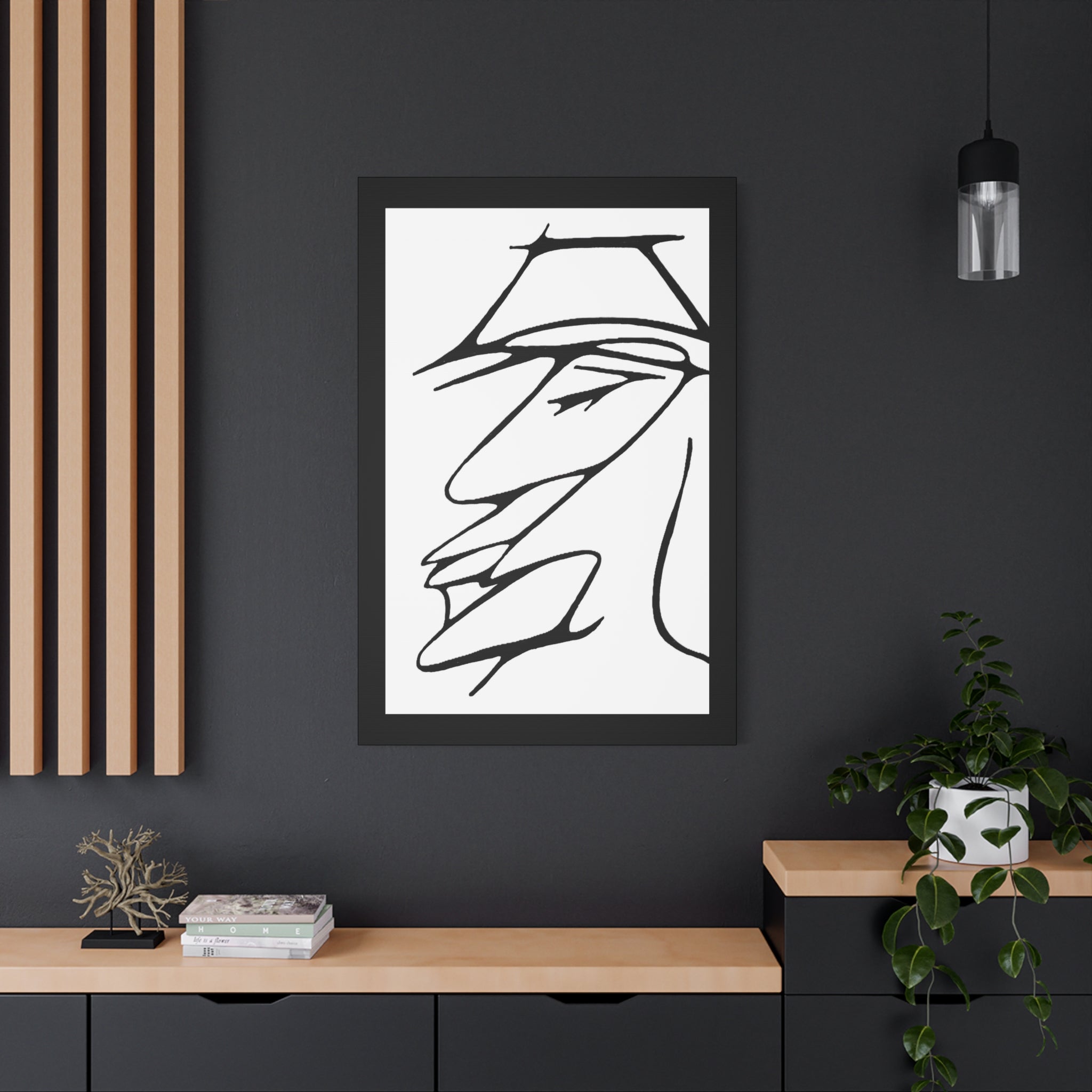 Minimalist Line Art Canvas Print — Abstract Profile Matte Stretched Wall Art
