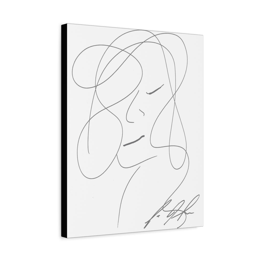 In Her Silence — Matte Canvas Print — Feminine Line Art Wall Art