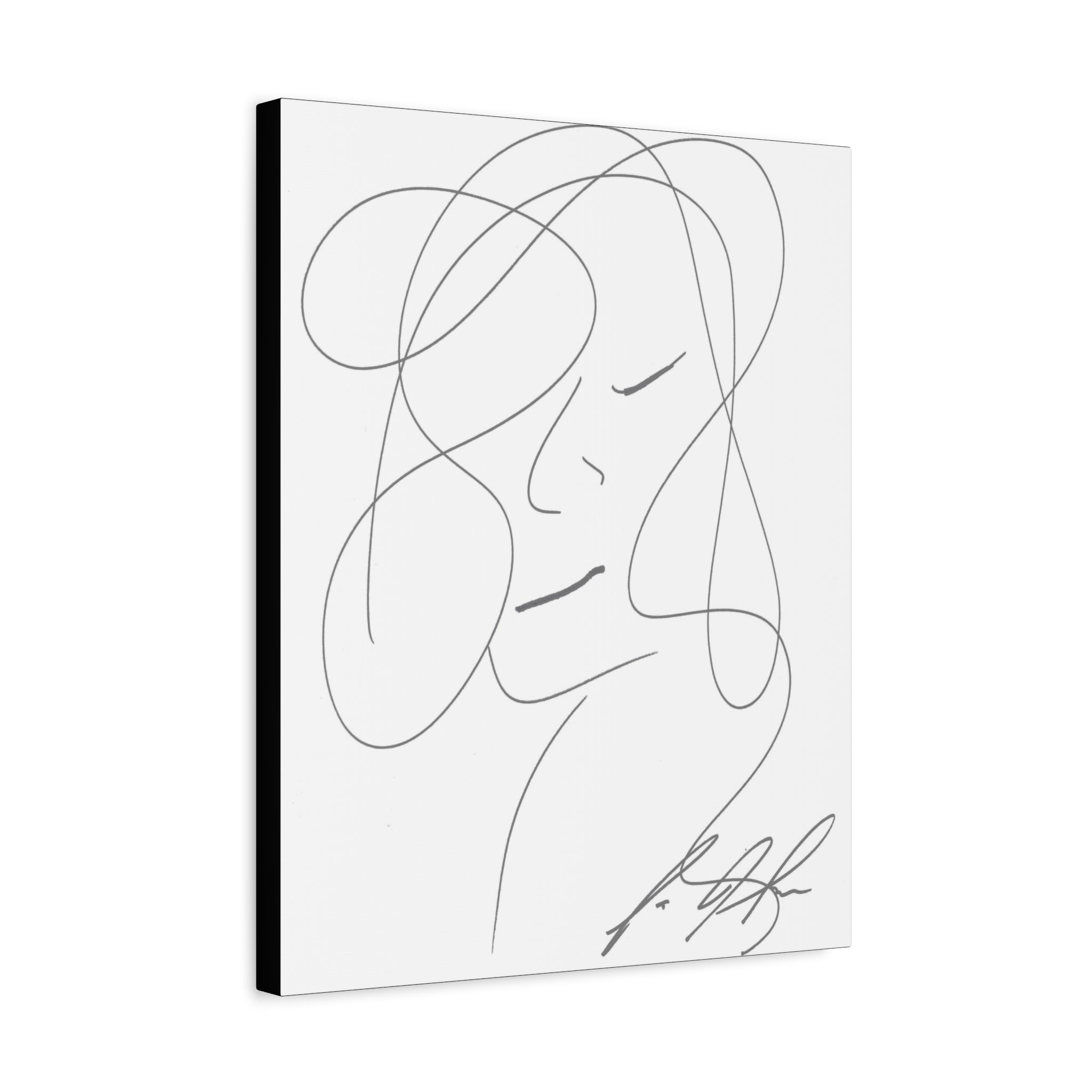 In Her Silence — Matte Canvas Print — Feminine Line Art Wall Art