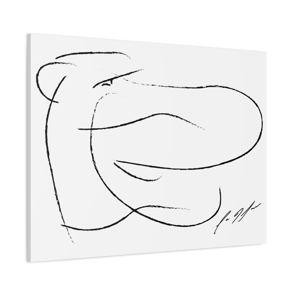 Minimalist Abstract Line Art Canvas — Black & White Stretched Matte
