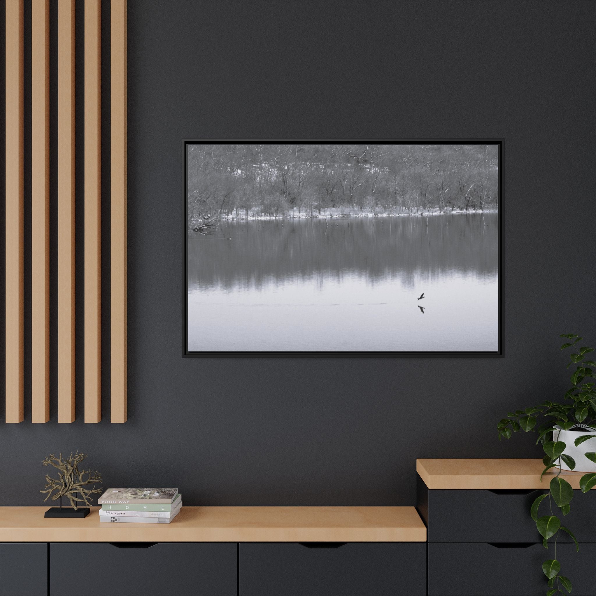 A Quiet Moment — Framed Matte Canvas Print — Black & White Nature Photography Wall Art