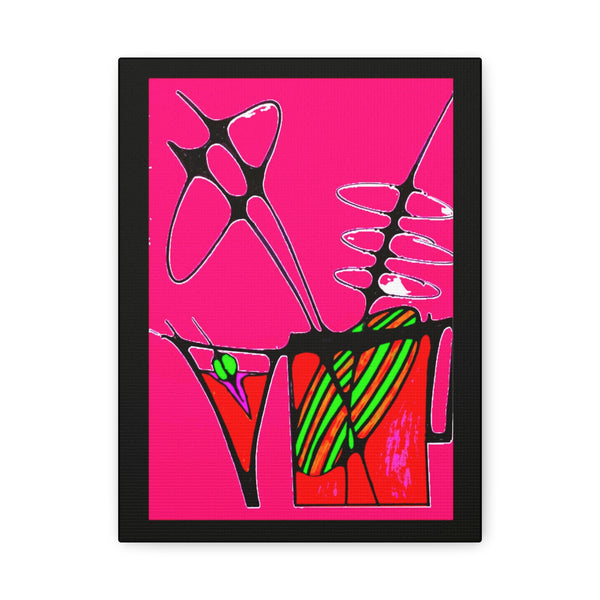 Abstract Cocktails 1 — Matte Canvas Print — Hot Pink Cocktail Wall Art