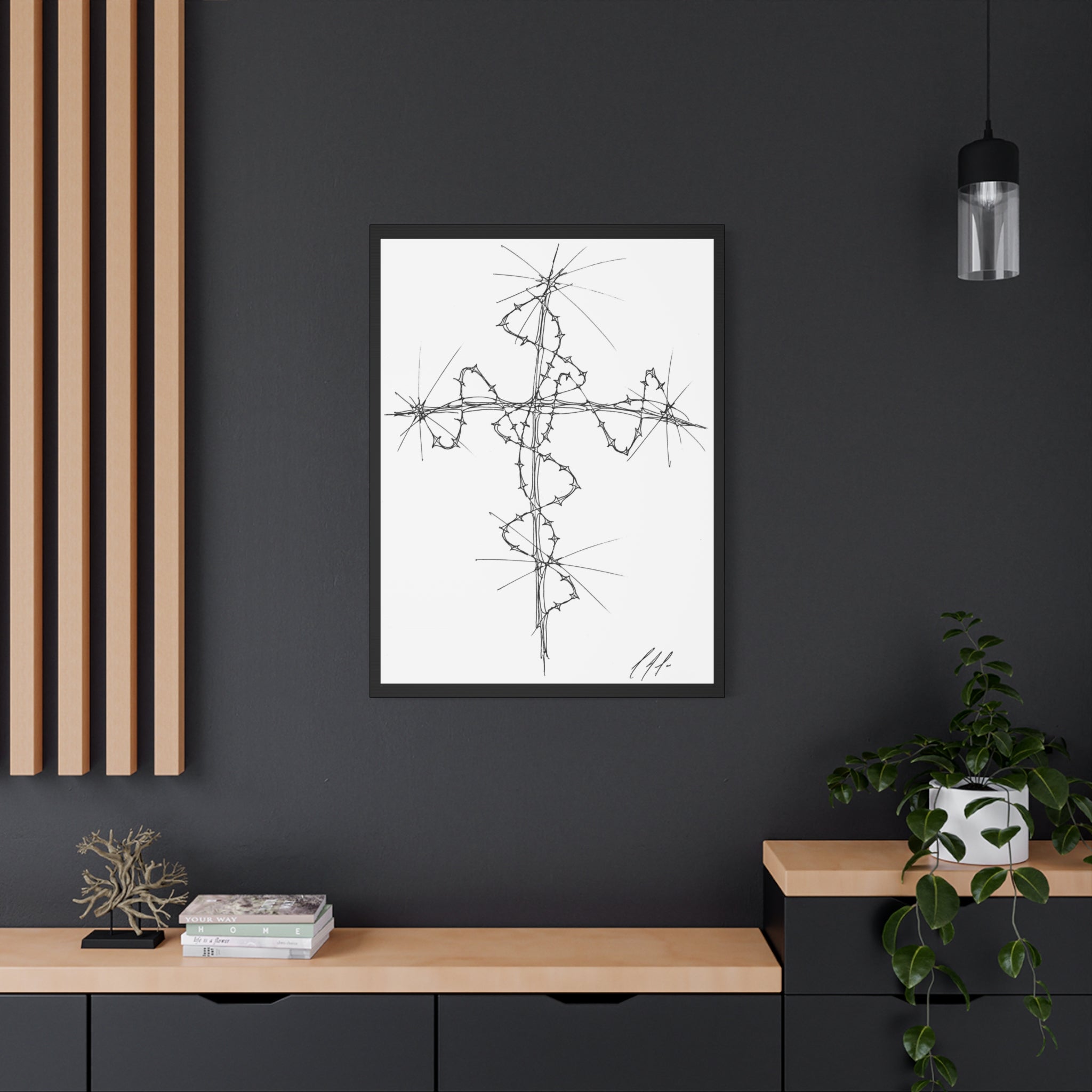 Barbed Wire Cross Matte Canvas Wall Art