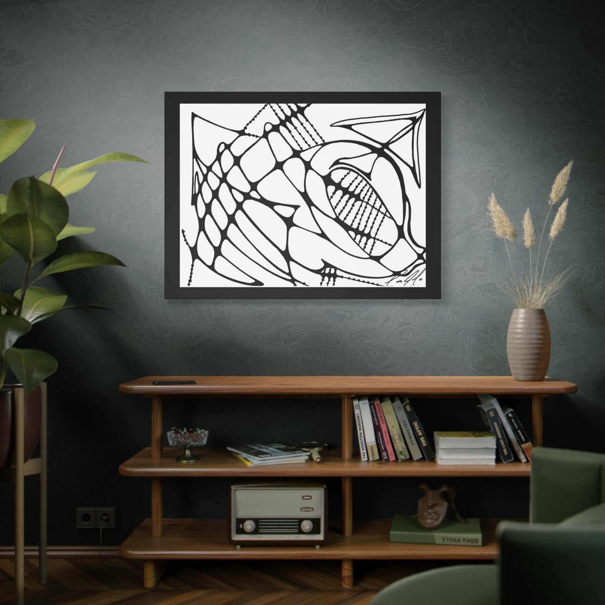 Abstract creature canvas print — surreal wall art, stretched matte canvas