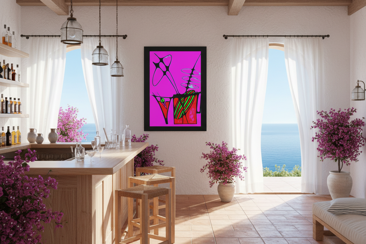 Abstract Cocktails 2 - Mediterranean Bar with Counter Mockup