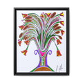 Wild Blooms in Painted Vase — Abstract Floral Framed Matte Canvas Print — Black Frame Wall Art