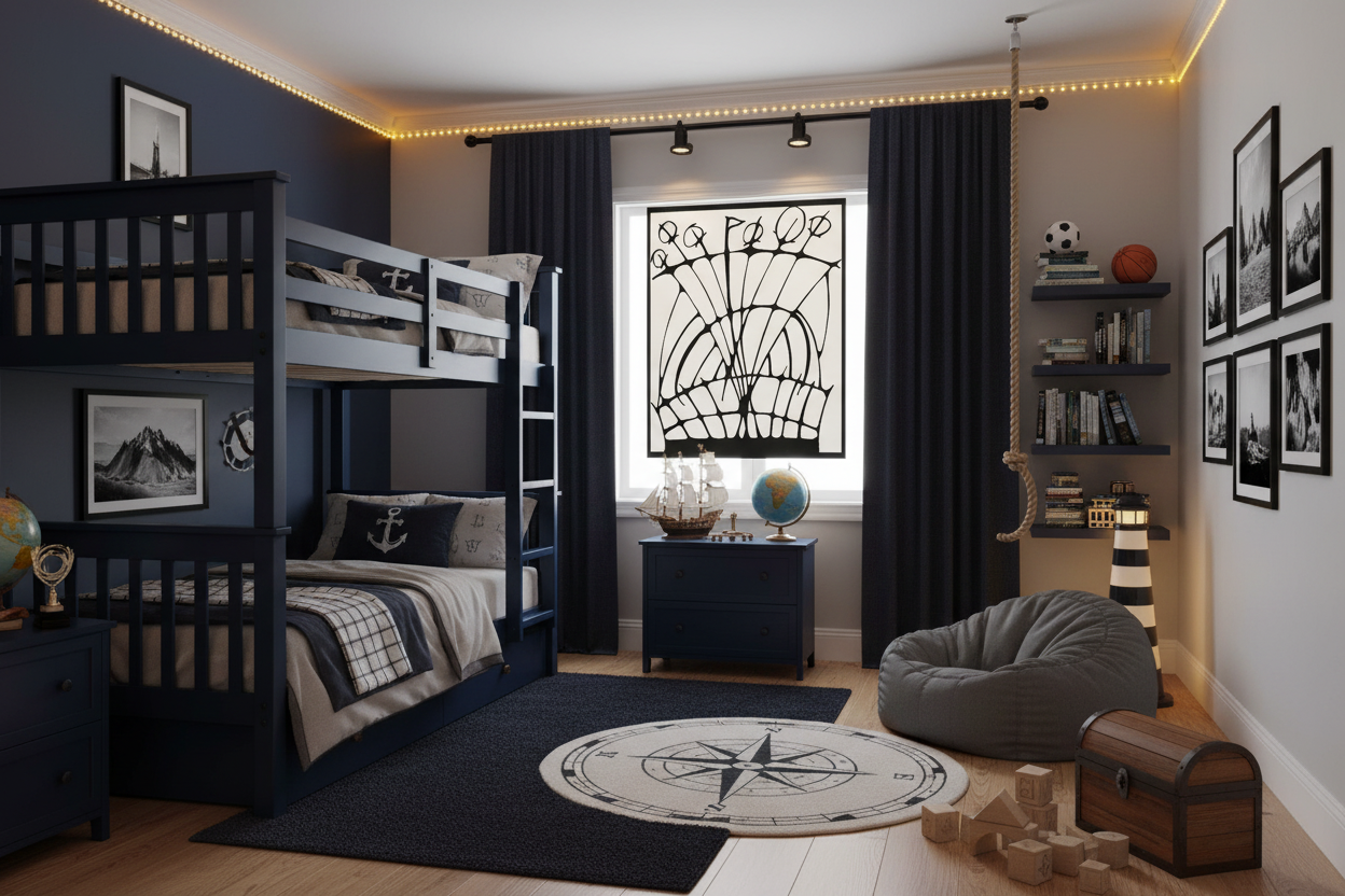 Pirate Ship Boys Playroom Mockup