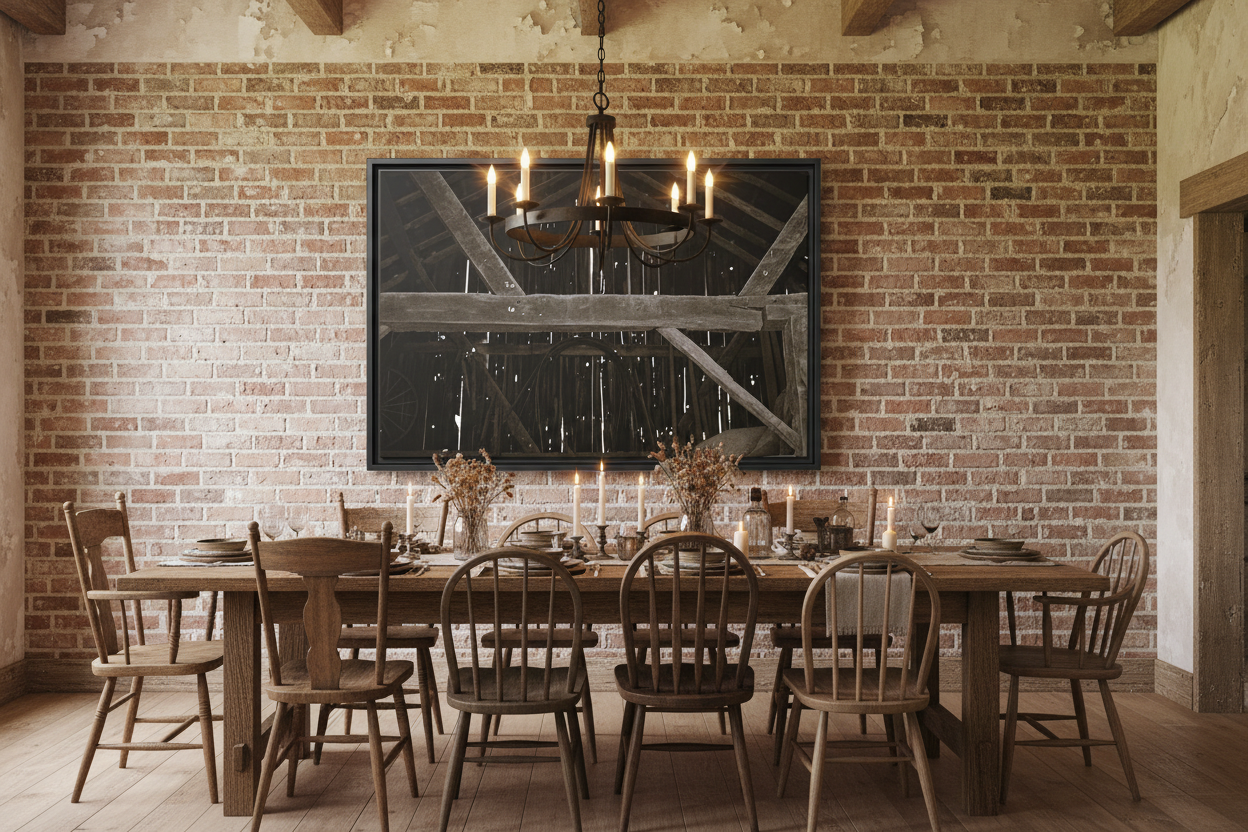 Rustic Barn Interior - Rustic Dining Room Mockup