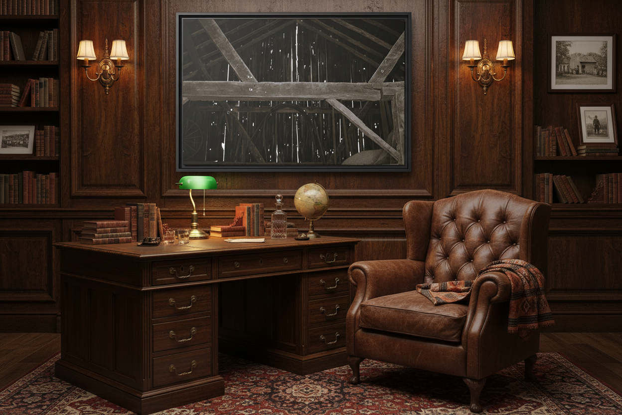 Rustic Barn Interior - Western Study Mockup